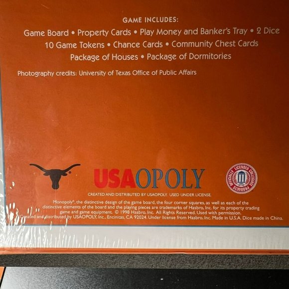 Vintage Monopoly University of Texas Longhorn Edition 1998 Board Game Sealed - Picture 3 of 7